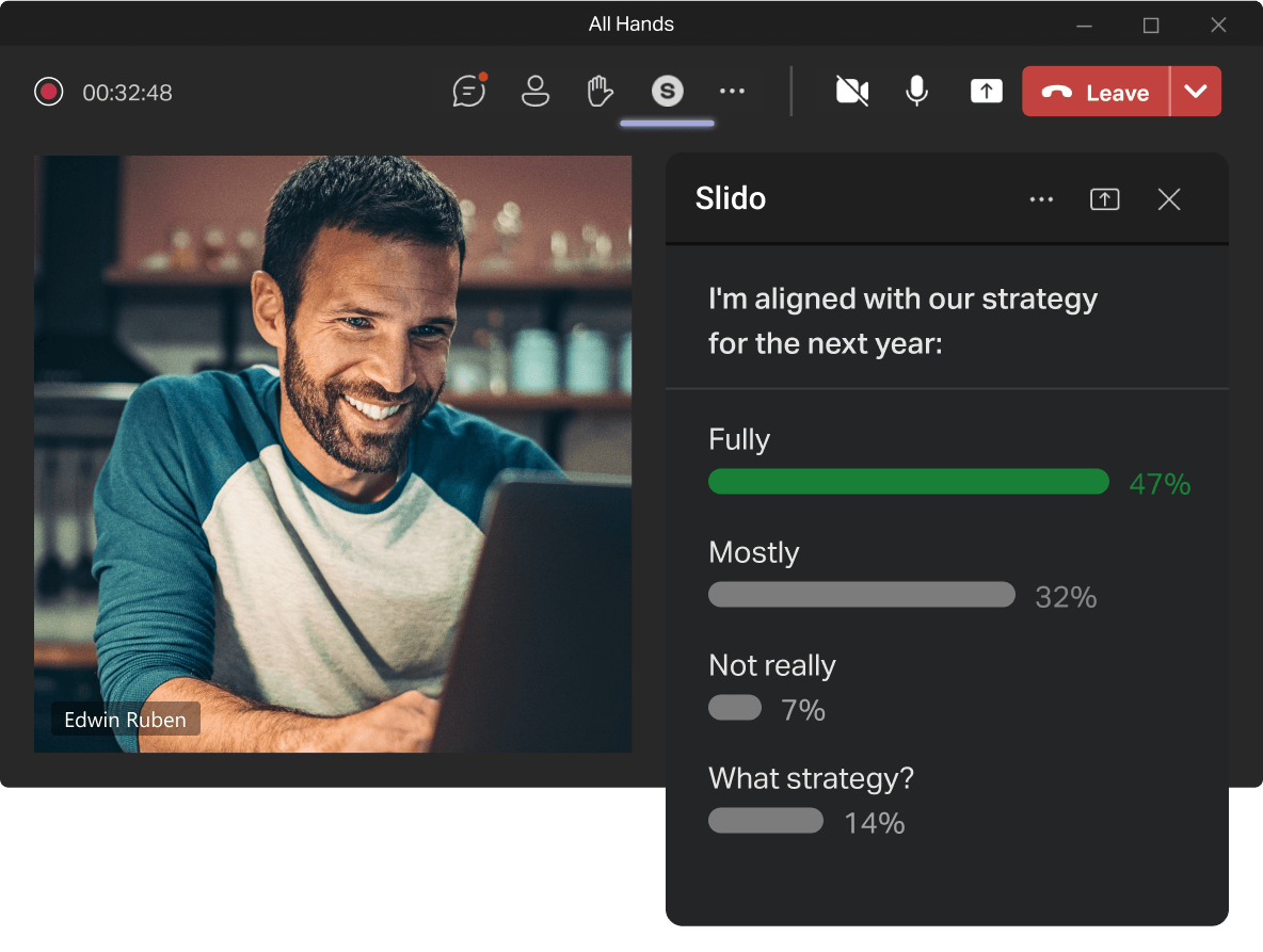 Edwin voted in Slido poll that is available automatically under Slido icon in top panel.