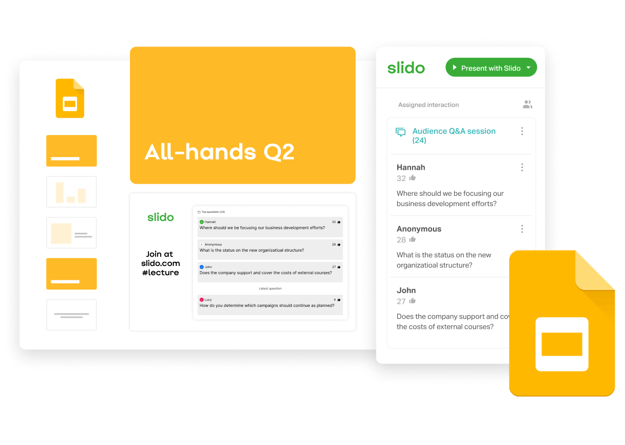 Slido integrated directly into Google Slides.