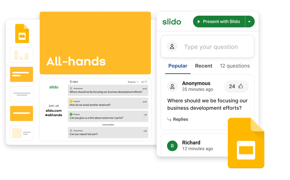 Slido integrated directly into Google Slides.
