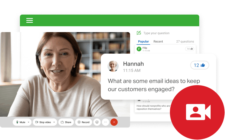 Slido integrated with live video.