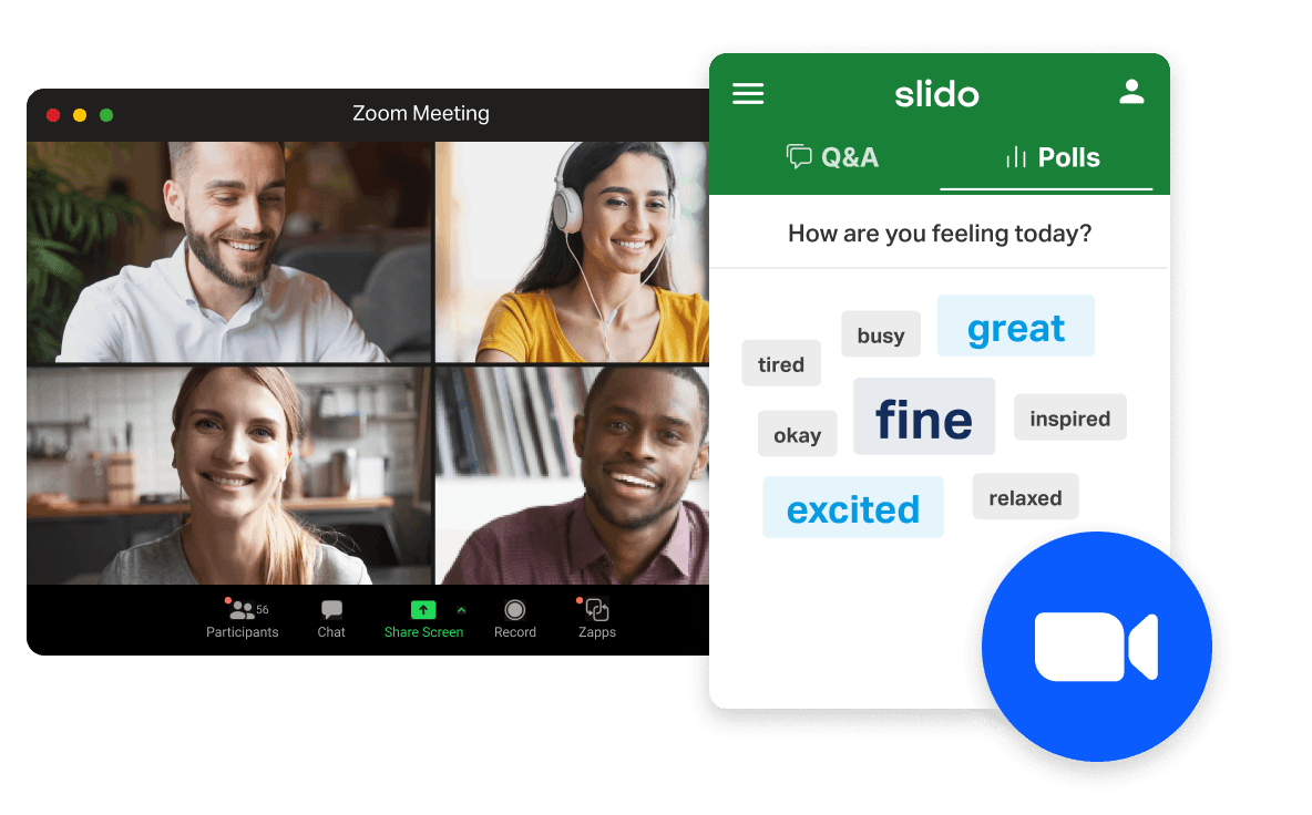 Slido integrated directly into Zoom meeting.