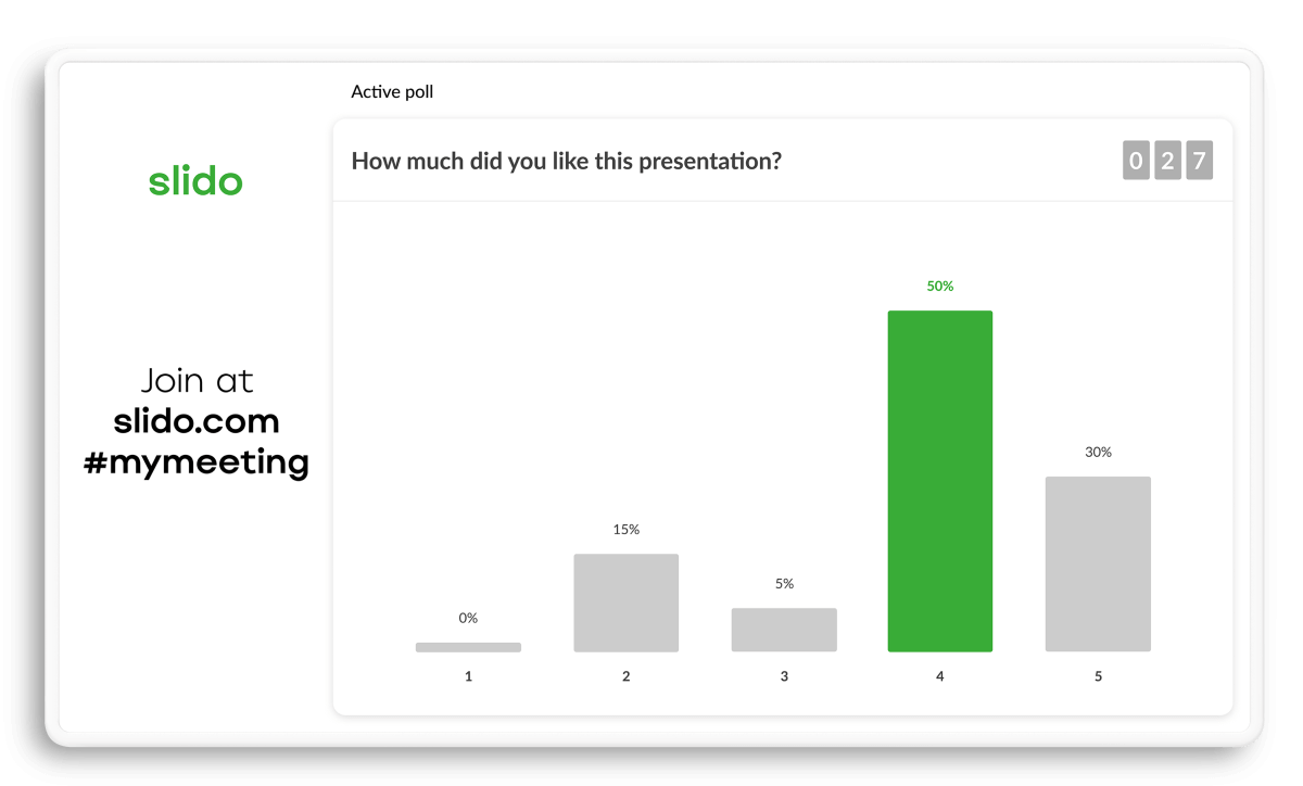 Your audience can participate in live polls using our app.