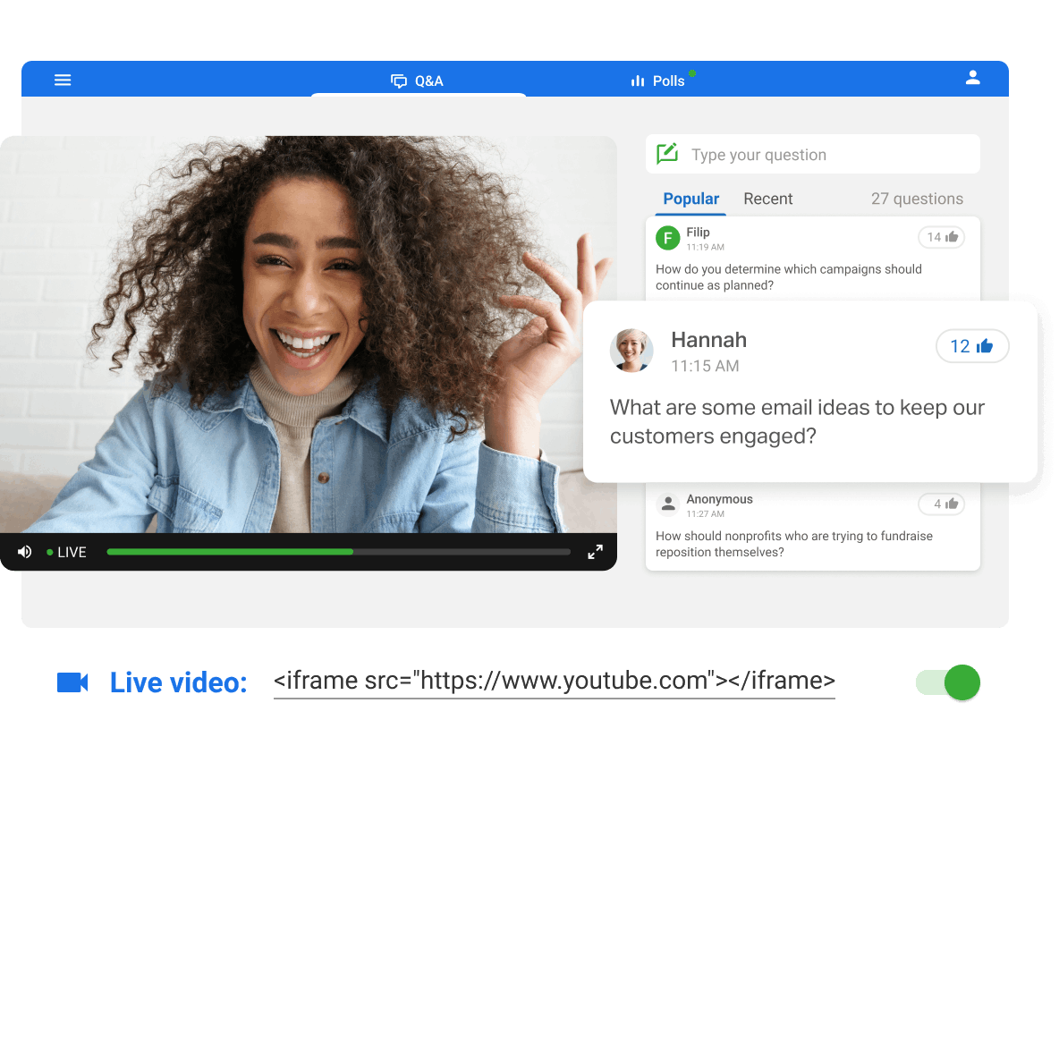 Embed live video into Slido.