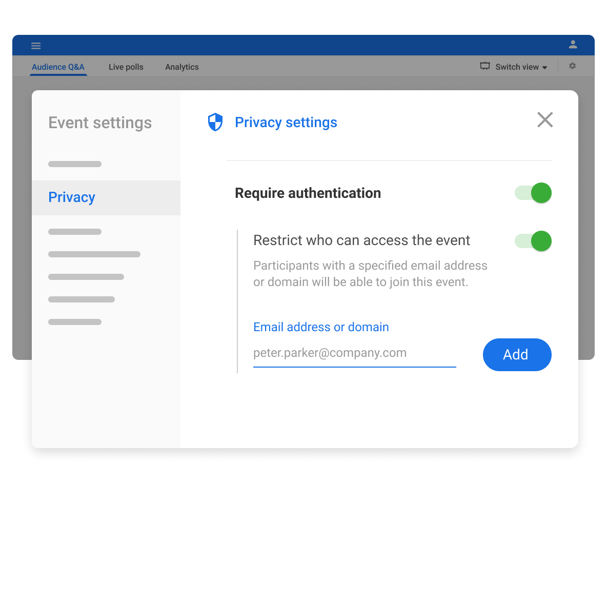 Verify participants via email.
