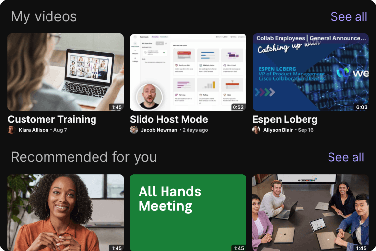 Library of recommended and personal videos