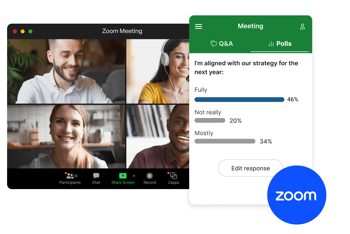 Slido integrated directly into Zoom meeting.